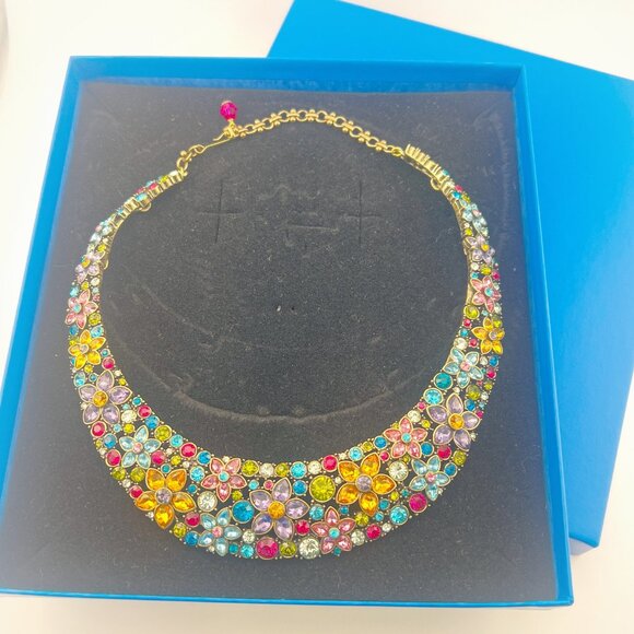 Heidi Daus Necklace Collar Bib Deco Crystals Rhinestones Fantasy in Florals Box